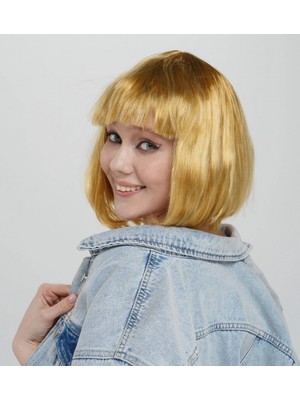 Ecoport Düz Kesim Küt Parti Peruğu Altın Renk