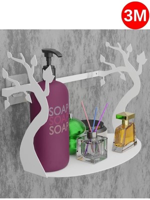 Feyza Design Beyaz Yaprak Desenli Çok Amaçlı Banyo ve Mutfak Düzenleyici