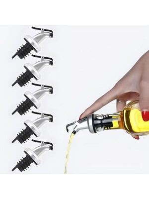 5'li Sızdırmaz Yağdanlık ve Şişe Tıpası Seti – Damlama Yapmaz Paslanmaz Uçlu Yağ Sirke Şarap Dökücü Aparat