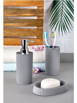 Feyza Design 3 Parça Çizgili Banyo Seti, Şık ve Konforlu Tasarım