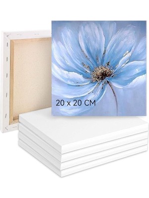 Boyama Için Tuval 5'li Set, Tuval 20 x 20 Cm, Tuval %100 Pamuk, Boyama Tuvali, Tuval Çerçevesi, Akrilik, Sulu Boya, Yağlı Boya Vb. Için Tuval Seti