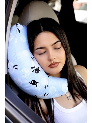 Boyun Yastığı Ortopedik Araba Otobüs Uçak Yolculuk Yastığı Koyun Desen 30 x 10 Kurtçuk Yastık Koyun