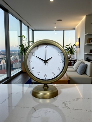 Bucuks Vintage 25 x 20 cm Sade Metal Masa Saati