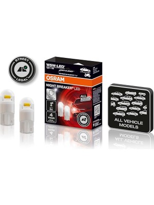 T10 W5W LED Night Breaker Plaka Park Içmekan Ampulü, 12V 1W, 2'li Paket, Universal Polarite, 4 Yıl Garanti