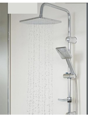 Duş Sistemi Seti, Tepe Duş Başlığı ve El Duşu, Pirinç Yönlendirici, Paslanmaz Çelik, Abs Sabunluklu (Ckkrom Hawai)