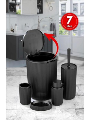 Feyza Design Şık Siyah Banyo Seti, 5 Parça, Modern ve Zarif Tasarım