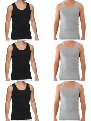 Süsen Lingerie 3 Siyah 3 Gri Erkek Penye Atlet, Erkek Üst Iç Giyim Penye Atlet, Erkek Iç Giyim