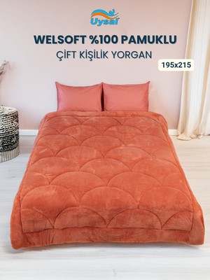 Uysal Yorgan Welsoft Akfil Midye Desen Çift Kişilik Yorgan TURUNCU