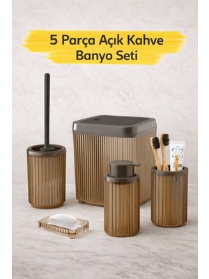 Feyza Design Şık 5 Parça Banyo Aksesuar Seti, Modern Tasarım, Kullanışlı ve Dayanıklı