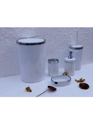 Feyza Design Pratik 5'li Banyo Seti: Çöp Kovası, Wc Fırçalık, Sabunluk, Diş Fırçası, El Sabunu