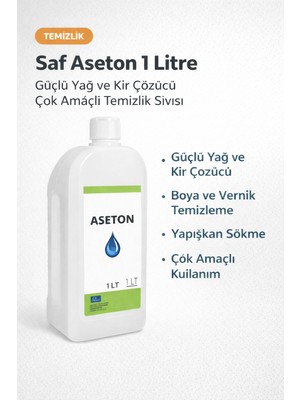 Bezos Saf Aseton 1 Litre Güçlü Yağ ve Kir Çözücü Çok Amaçlı Temizlik Sıvısı 1 Adet