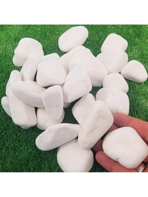 Taş 25 kg 2-4 cm Beyaz Dolomit Taş Saksı Dibi Dekoratif Taş Bahçe Süsleme Taşı Peyzaj Taşı