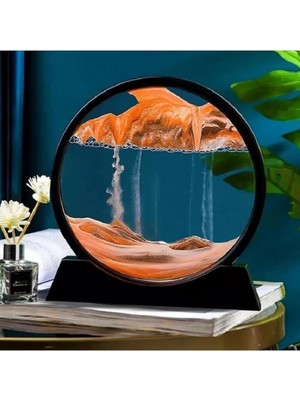 Inç Turuncu Renk Dekoratif Yuvarlak Kum Saati Çöl Temalı Şık Kum Saati Stres Atıcı 18X17CM