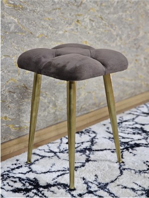 Sevinç Mobilya Kare Gold Kaplama Konik Ayaklı Tabure - Oturak - Bar Taburesi - Ayaklı Tabure