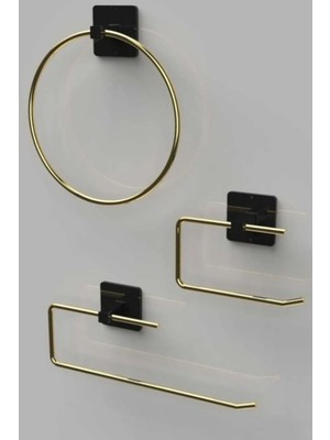 Feyza Design Paslanmaz Gold Rulo Havluluk ve Çemberli Banyo Mutfak Seti
