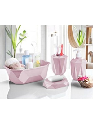 Feyza Design Parlak ve Şık 4'lü Pudra Prizma Banyo Seti, Temizlik ve Bakım Keyfi