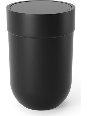 Touch Çöp Kutusu, Küçük 6 Litre Kapaklı, Salınımlı Kapaklı Atık Sepeti, Banyo/wc Için, Yumuşak Dokunuş, Siyah