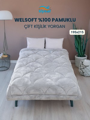 Uysal Yorgan Welsoft Akfil Midye Desen Çift Kişilik Yorgan GRİ