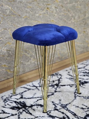 Sevinç Mobilya Kare Gold Kaplama Telli Ayaklı Tabure - Oturak - Bar Taburesi - Ayaklı Tabure