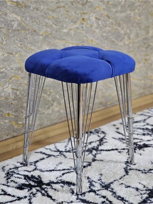 Sevinç Mobilya Kare Krom Kaplama Telli Ayaklı Tabure - Oturak - Bar Taburesi - Ayaklı Tabure