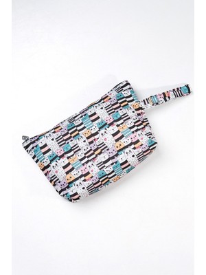 Bucuks Makyaj Çantası ve Çok Amaçlı El Çantası Kedi Desenli