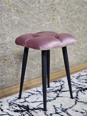 Sevinç Mobilya Kare Siyah Boyalı Konik Ayaklı Tabure - Oturak - Bar Taburesi - Ayaklı Tabure