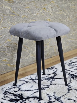 Sevinç Mobilya Kare Siyah Boyalı Konik Ayaklı Tabure - Oturak - Bar Taburesi - Ayaklı Tabure