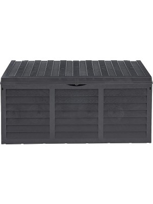 Bsa1 Bahçe Depolama Sandığı, Tekerlekli 320 Lt Ahşap Desenli Antrasit