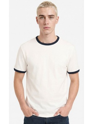 Defacto Erkek T-Shirt F8158AX/ER105 Ecru