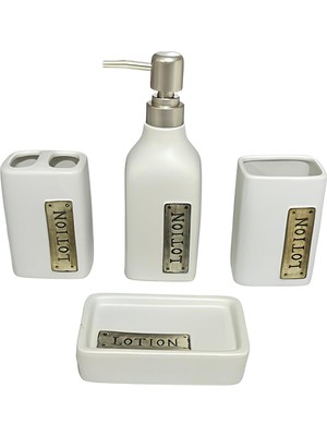 Feyza Design Modern 4 Parça Porselen Banyo Seti, Şık ve Fonksiyonel Tasarım