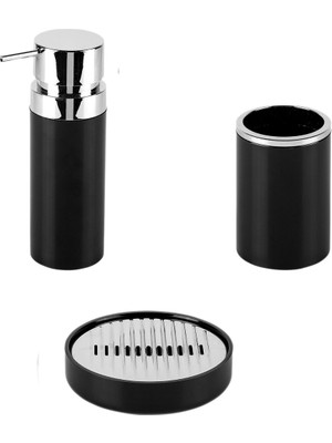 Feyza Design Şık Siyah Banyo Seti 3'li, Modern ve Kullanışlı Tasarım