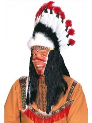 Ecoport Kızılderili Başlığı Şapkası Kırmızı Beyaz