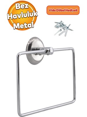 Feyza Design Krom Renk Vidalı Kare Havluluk, Lavabo ve Mutfak Için Dayanıklı Metal Aparat