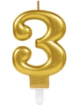 Ecoport 3 Rakamı Mum Gold Renk