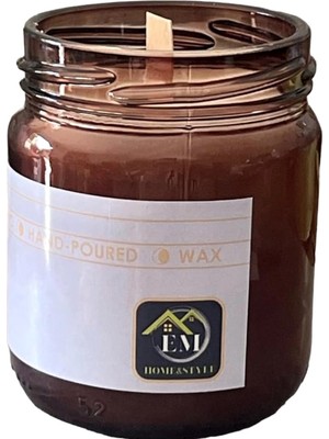 Feyza Design Kavanoz Mum 210 Ml, Paçuli Vanilya Kahve Kokusu, Sıcak ve Rahatlatıcı