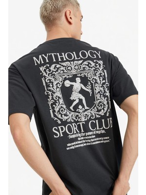 DeFacto %100 Pamuk Boxy Fit Baskılı Tişört F9749AX26SP