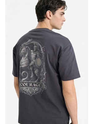 DeFacto %100 Pamuk Boxy Fit Baskılı Tişört G0458AX26SP