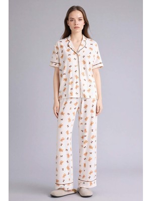 DeFacto Ultra Yumuşak Softshell Ayıcıklı Pijama Takımı Üst Alt G7965AX26SP