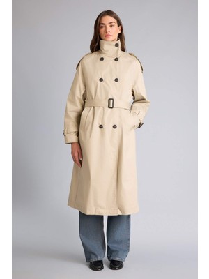 DeFacto Regular Fıt Gömlek Yaka Pamuk Astarlı Twill TRENÇKOT G9107AX26SP