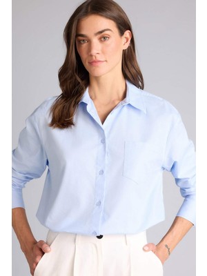 DeFacto Oversize Gömlek Yaka Oxford Uzun Kollu Gömlek G9805AX26SP