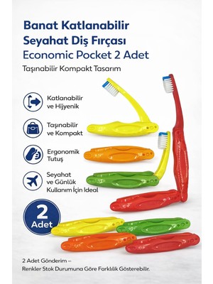 Banat Katlanabilir Seyahat Diş Fırçası Economic Pocket 2 Adet Taşınabilir Kompakt Tasarım
