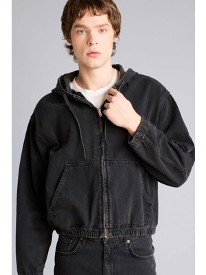 DeFacto Oversize Kapüşonlu Pamuklu Ceket H0139AX26SP