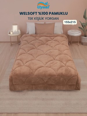 Uysal Yorgan Welsoft Akfil Midye Desen Tek Kişilik Yorgan KAHVERENGİ