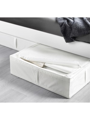 IKEA Quality Fermuarlı Saklama Kutusu 65X53X19 cm Düzenleme Kutusu Polyester Organizer Kutu Beyaz Hurç