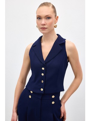 Sateen Eva Yelek - Lacivert