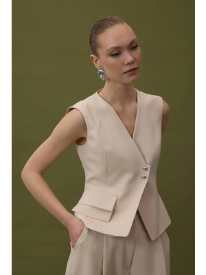 Sateen Sofia Yelek - Bej