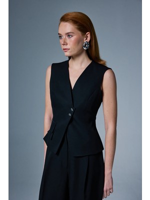 Sateen Sofia Yelek - Siyah