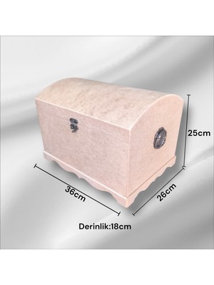 Sekay Ahşap Ahşap Boyanabilir Dekoratif Klipsli Çok Amaçlı Metal Kulplu Sandık Kutu