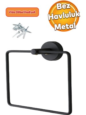 Feyza Design Vidalı Kare Siyah Paslanmaz Metal Havluluk, Lavabo ve Mutfak Standı
