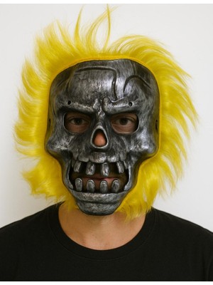Urfakent Wild Skull - Metal Kafatası Sarı Saçlı Iskelet Maske